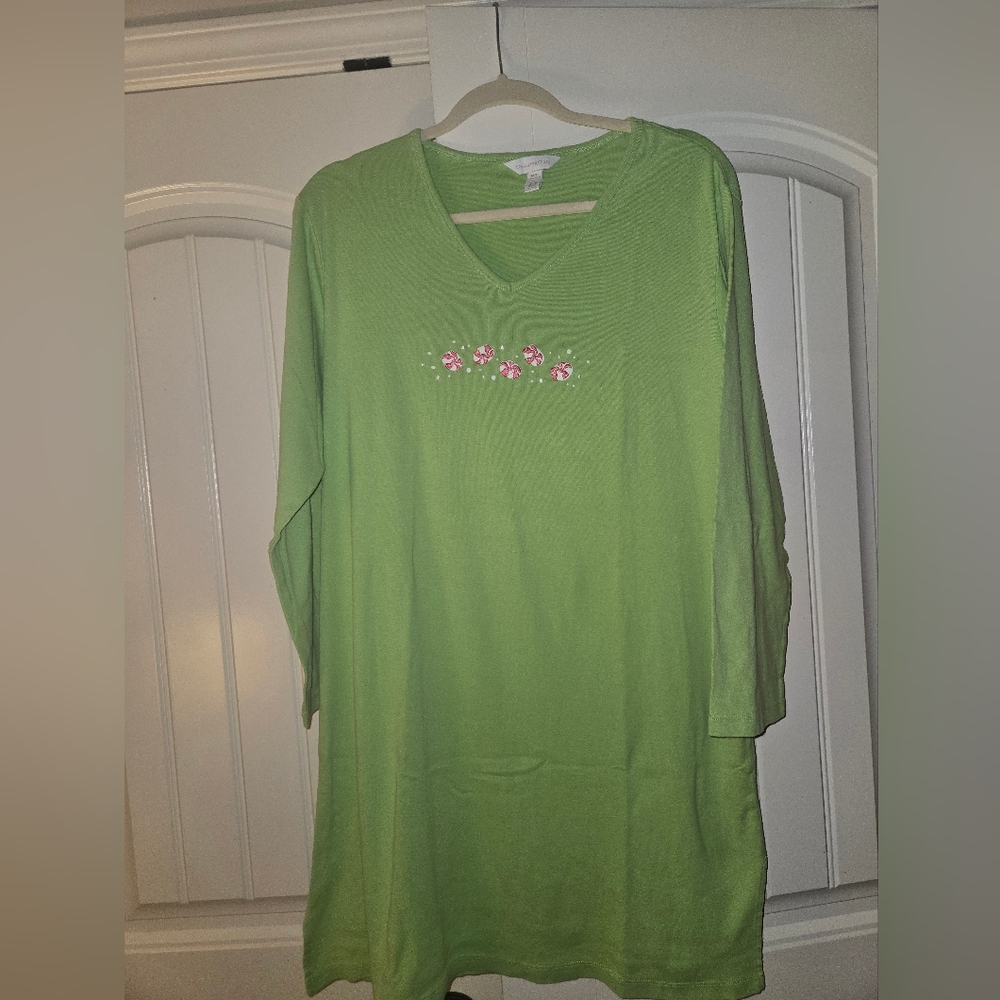 🌟Charter Club Candy Mint Long Sleeve Pjama Dress Shirt M/L